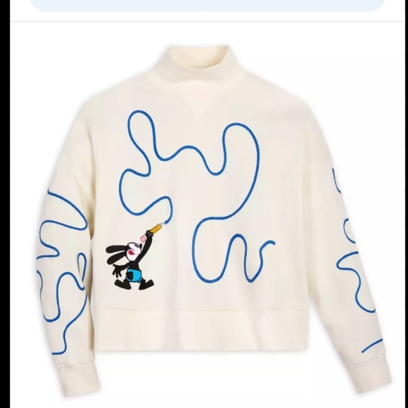 Disney Tops - Disney100 Oswald the Lucky Rabbit Cropped Sweatshirt XL Cream Unisex